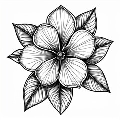 Fototapeta premium Detailed Black And White Flower Line Art Illustration