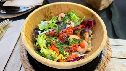 cold summer salad with seafood
