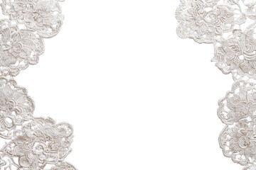 An elegant white lace pattern isolated on transparent background
