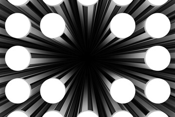 Black and white hole abstract background 3D render illustration