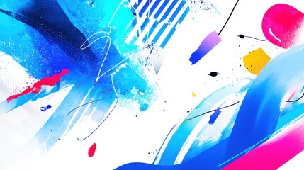 Vibrant abstract artwork featuring bold colors and dynamic shapes, creating an energetic atmosphere