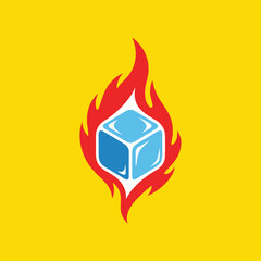vector illustration of a fire with ice cube