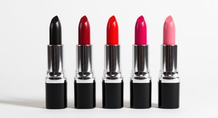 Obraz premium A set of colorful lipsticks isolated on white background