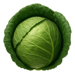 Fototapeta premium Green cabbage head with tightly layered leaves and round shape