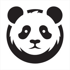 Panda silhouette vector on a white background