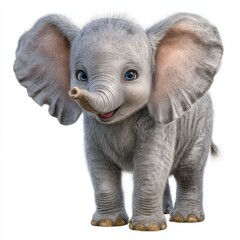 Fototapeta premium Charming Baby Elephant A Captivating 3D Render
