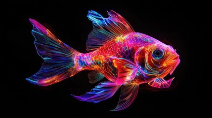 Fototapeta premium Vibrant fish with luminous scales in profile view.