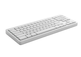 Compact White USB Keyboard isolated on transparent baackground