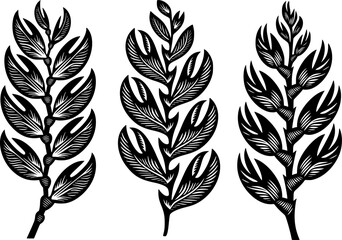 silhouette of heliconia flower with tribal-etched bracts, ideal for summer decor, tropical prints, and bold wall art