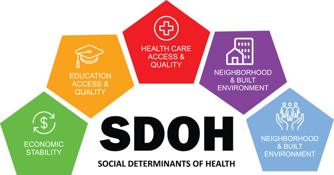 SDOH – Social Determinants of Health Vector Infographic for Medical, Public Health, and Educational Use