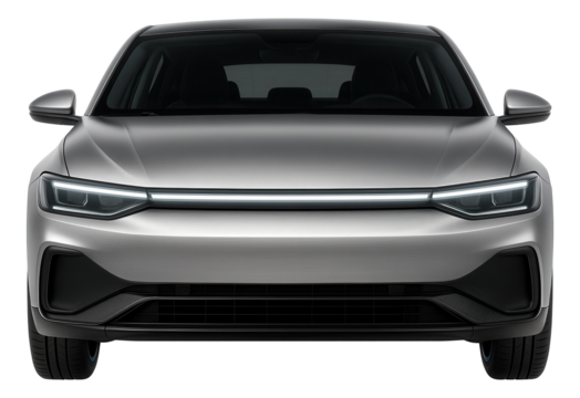 Electric hatchback with a wide stance and full-width LED light bar