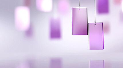 Elegant purple glass panels suspended against a soft, blurred backdrop. Ideal for modern design, interior decor, or abstract art concepts.