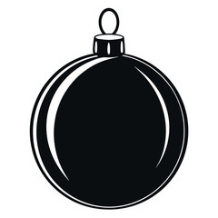 Obraz premium Simple black christmas bauble ornament with hanging loop isolated on white background