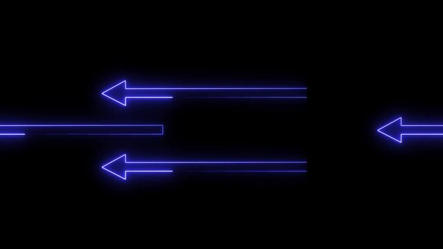 Glowing left arrow loop HD animation. neon lighting direction left arrow. neon bouncing  left arrow icon. animated neon line swipe  arrow. left road signal icon. neon arrow black background.
