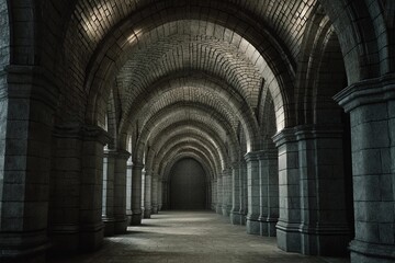 Fototapeta premium Majestic Arches Create a Mesmerizing Pathway Through the Ancient Tunnels Generative AI