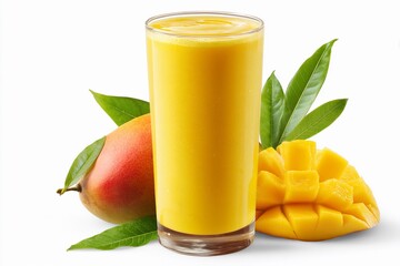 Bright Mango Smoothie Surrounded by Tropical Fruit on a Sunny Day Generative AI