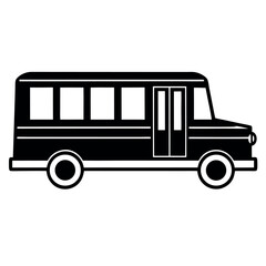 Simple black silhouette of a school bus isolated on white background