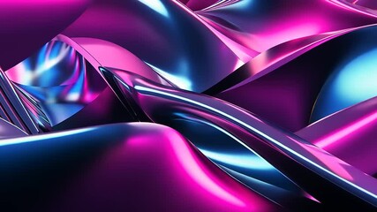 Abstract Purple and Blue Metallic Waves: A Digital Art Piece - Powered by Adobe
