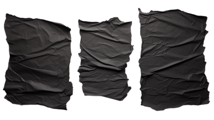 Dark grunge papers present unique textured surfaces for backgrounds and artistic projects isolated on transparent background