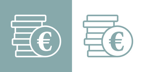 Montón de monedas de euro con líneas 