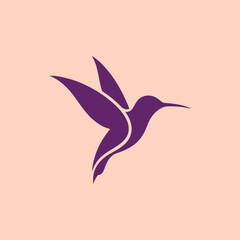 Naklejka premium Purple Hummingbird Silhouette in Flight