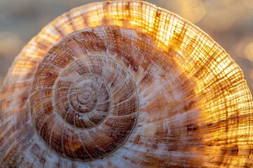 Seashell Spiral Patterns in Golden Hour Light