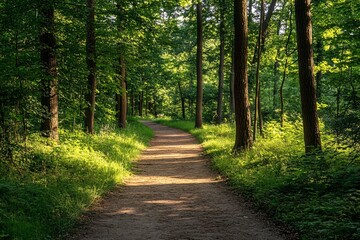Quiet Forest Trail Under Summer Sunlight