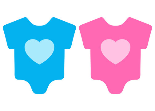 Logo de mono de beb&eacute; con coraz&oacute;n en color azul y rosa