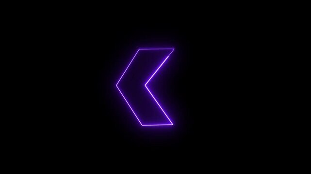 Glowing left arrow loop HD animation. neon lighting direction left arrow. neon bouncing  left arrow icon. animated neon line swipe  arrow. left road signal icon. neon arrow black background.