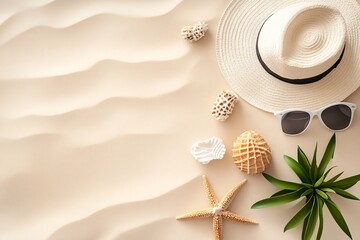 Minimalist Beach Scene with Sandy Background and Elements