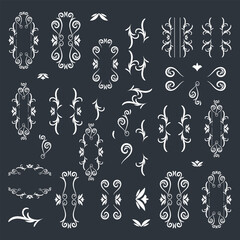 Swirl ornament stroke. Ornamental curls, swirls divider and filigree ornaments vector illustration set