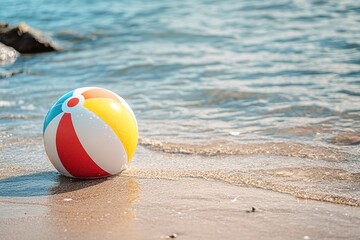 Beach Ball in Shallow Ocean Waters