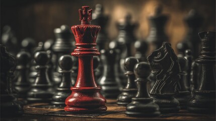 Red Chess Queen Victory Strategy Game.