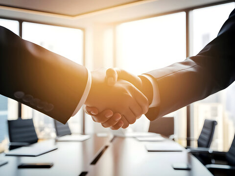 dos hombres de negocios dandose la mano tras realizar una operacion de negocios