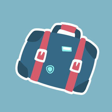Stylish luggage graphic features red straps and a clean design, ideal for travel themes or suitcase-related branding projects.