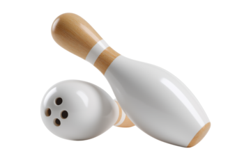 Two wooden bowling pins isolated on white background