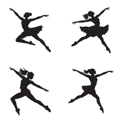 Ballet silhouette collection of dancing women photo