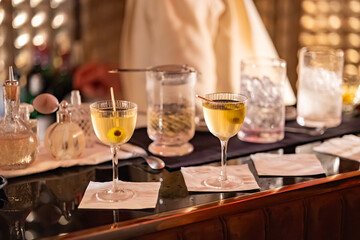 Elegant Cocktails Served at Upscale Evening Bar Event