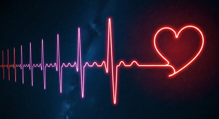Obraz premium Heartbeat EKG Line Art Red Heart Pulse Graphic