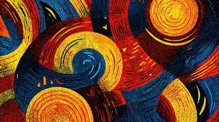 Vibrant abstract swirl pattern in bold colors, evoking energy and motion, suitable for backgrounds