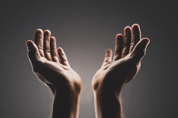 Human hands open palm up worship