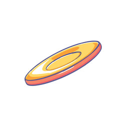 Cartoon Frisbee Vector, Yellow Flying Disc Illustration