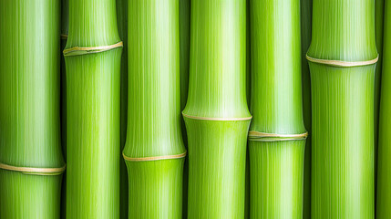 Close-up of green bamboo stalks showing natural texture and segment nodes in a vertical arrangement.