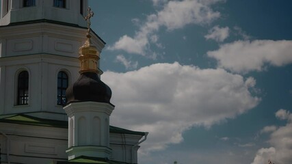 Kyiv-Pechersk Lavra Skete with Blossoms and Golden Domes