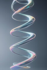 Iridescent spiral ribbon with pastel gradients in abstract digital 3d art style
