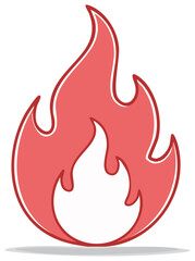 Stylized illustration of a stylized flame with white interior and pink outline on black background.