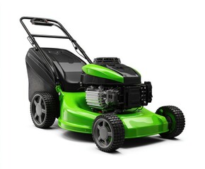 Obraz premium Green lawn mower on white background