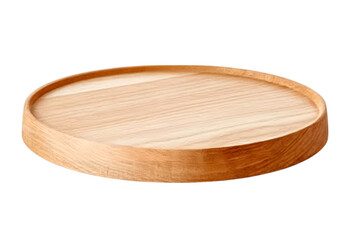 Crafted wooden serving tray with natural light wood grain stands out beautifully against the stark black backdrop, perfect for showcasing items, transparent background