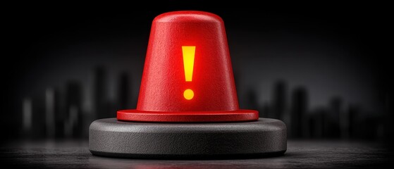 A striking red alert siren against a dark background symbolizes warning and urgency. Ideal for themes surrounding safety, emergency procedures, and critical situations.