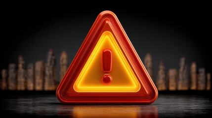 A striking warning sign with a bright orange exclamation mark inside a triangular shape. Its vibrant colors symbolize caution and alertness in various social contexts.